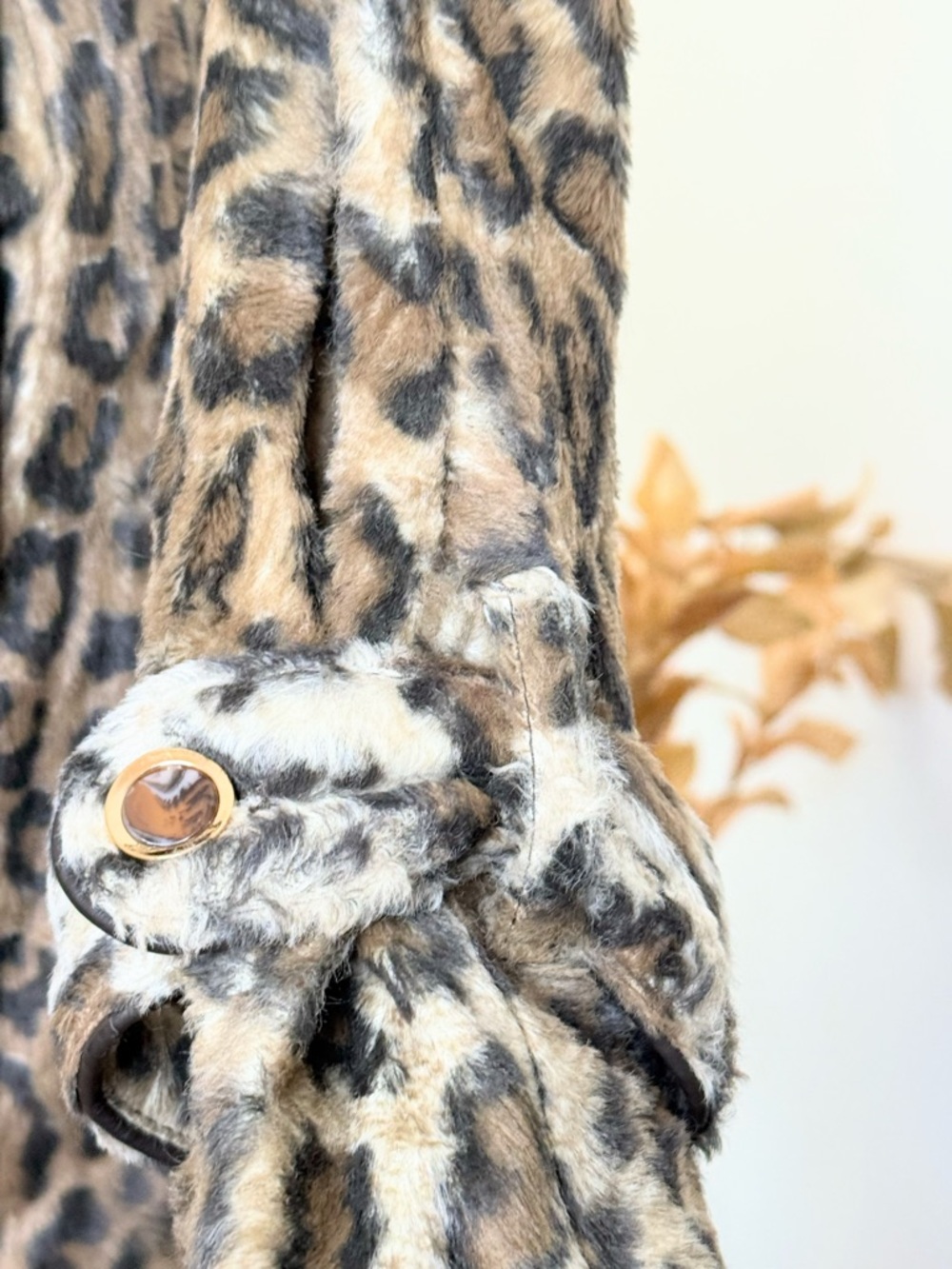 Members Only Leopard Faux Fur Trench Coat Belted XS Mob Wife NWT Flaw - Picture 11 of 13